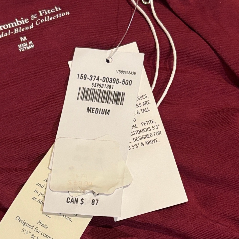 NWT Abercrombie & Fitch Ava Long Sleeve Mini Dress Rich Wine Size M - Picture 6 of 10